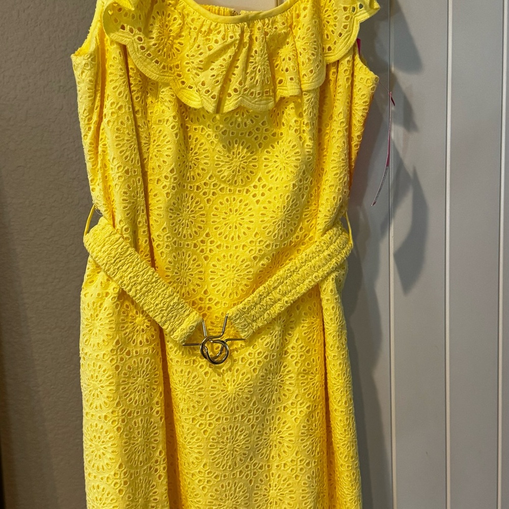 NWT Lilly Pulitzer Ryann Eyelet Dress Bright Yellow Size 10 - Picture 7 of 7
